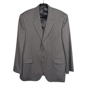Chaps EST. 1978 Men's Gray Pinstripe Two Button Wool‎ Blazer Jacket